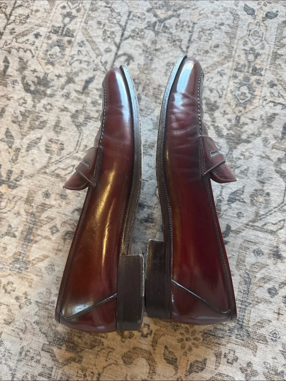 Salvatore Ferragamo Oxblood Leather Penny Loafers Men's Size 8.5 Burgundy Luxur